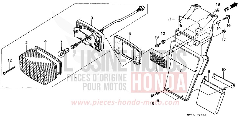 TAILLIGHT for Africa Twin 750 ROSS WHITE (NH196) from 1999